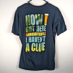 Margaritaville T-Shirt Men L Blue Graphic Tee Wastin’ Away Again Beer Back Print